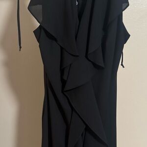 VENUS Black Asymmetrical Ruffled Cocktail Dress